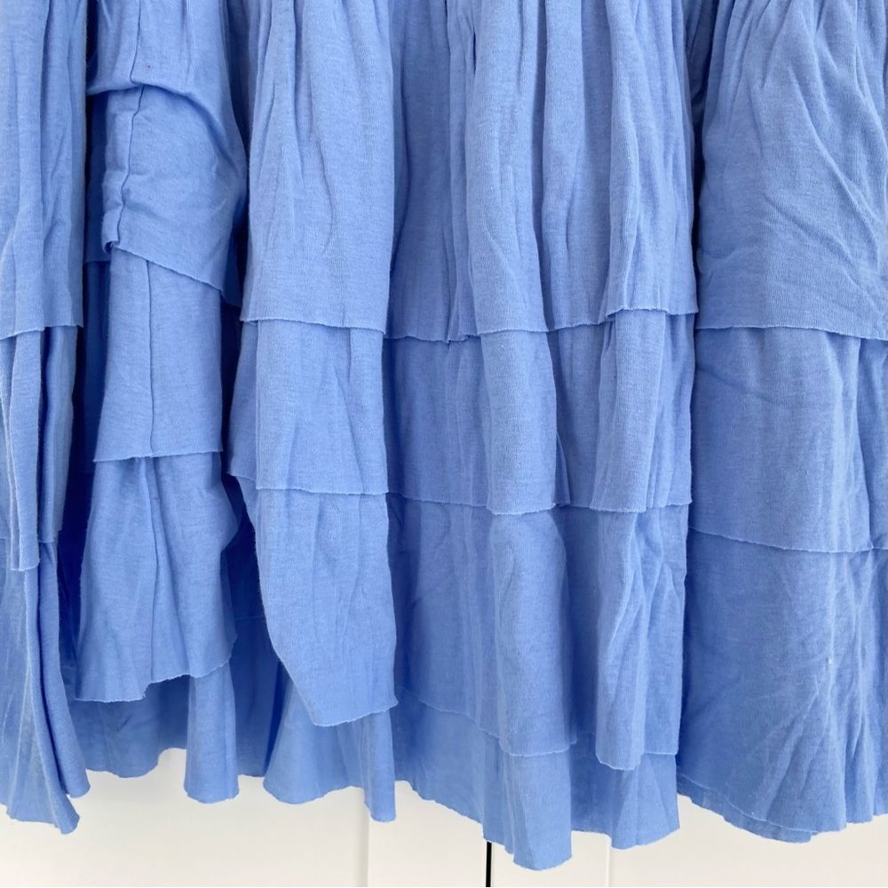 FREE PEOPLE Beach Blue Tiered Beaded Mini Dress Size M - Picture 7 of 10
